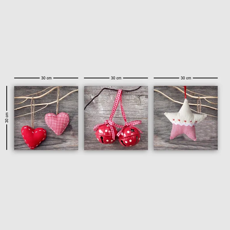 Dekorativ Canvasbilde 3-Deler 30x30 cm, Flerfarget