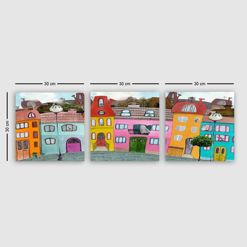 Dekorativ Canvasbilde 3-Deler 30x30 cm, Flerfarget
