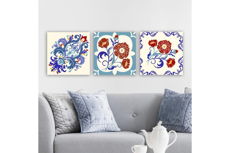 Dekorativ Canvasbilde 3-Deler 30x30 cm, Flerfarget
