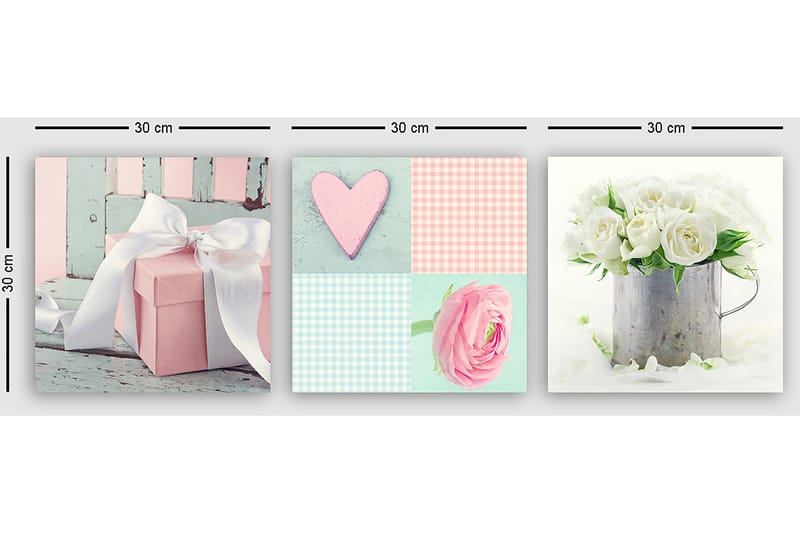 Dekorativ Canvasbilde 3-Deler 30x30 cm - Flerfarget - Innredning - Bilder & kunst - Lerretsbilder