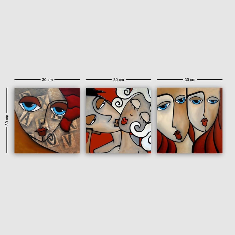 Dekorativ Canvasbilde 3-Deler 30x30 cm, Flerfarget