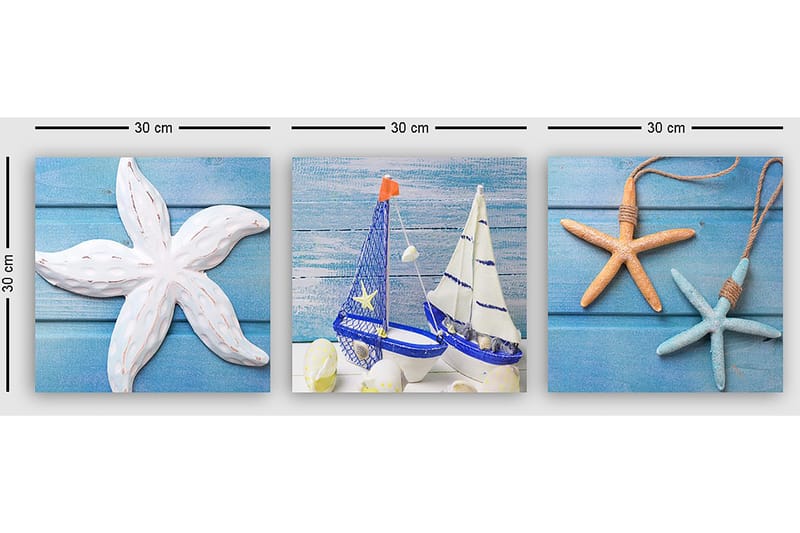 Dekorativ Canvasbilde 3-Deler 30x30 cm - Flerfarget - Innredning - Bilder & kunst - Lerretsbilder