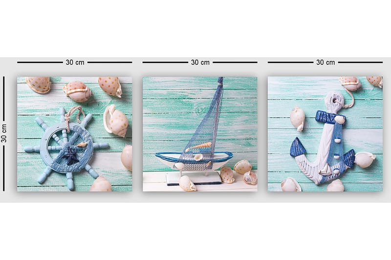 Dekorativ Canvasbilde 3-Deler 30x30 cm - Flerfarget - Innredning - Bilder & kunst - Lerretsbilder
