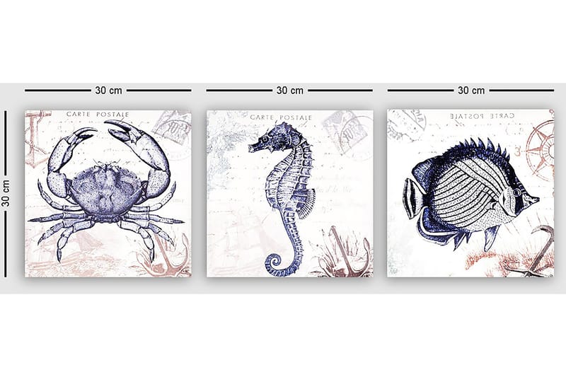 Dekorativ Canvasbilde 3-Deler 30x30 cm - Flerfarget - Innredning - Bilder & kunst - Lerretsbilder