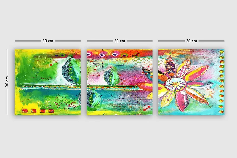 Dekorativ Canvasbilde 3-Deler 30x30 cm - Flerfarget - Innredning - Bilder & kunst - Lerretsbilder