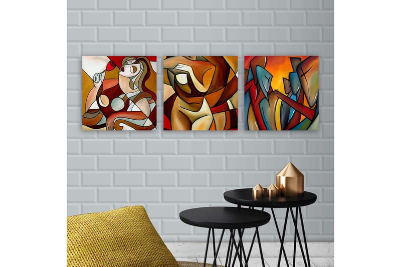 Dekorativ Canvasbilde 3-Deler 30x30 cm, Flerfarget