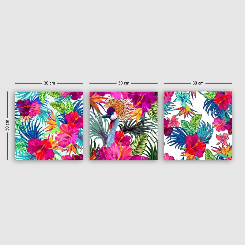 Dekorativ Canvasbilde 3-Deler 30x30 cm, Flerfarget