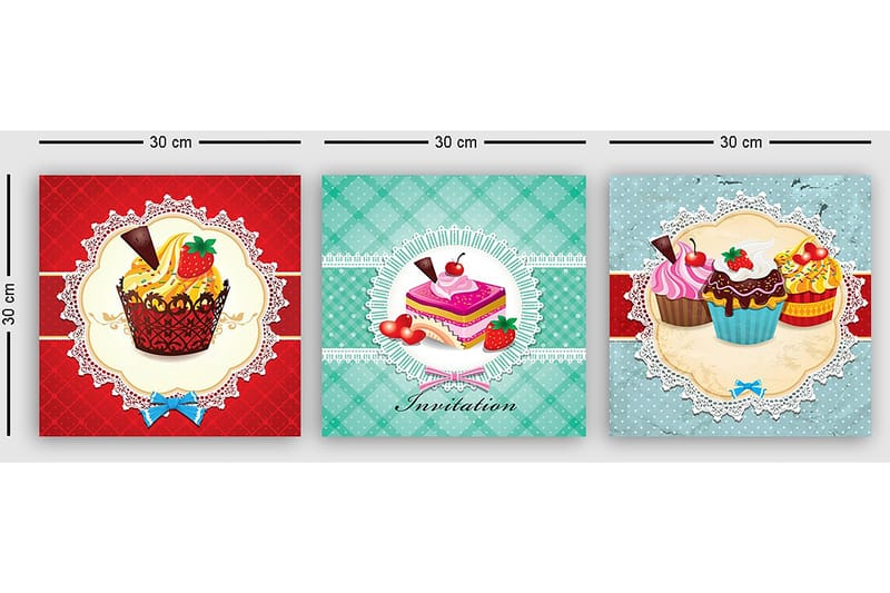 Dekorativ Canvasbilde 3-Deler 30x30 cm - Flerfarget - Innredning - Bilder & kunst - Lerretsbilder