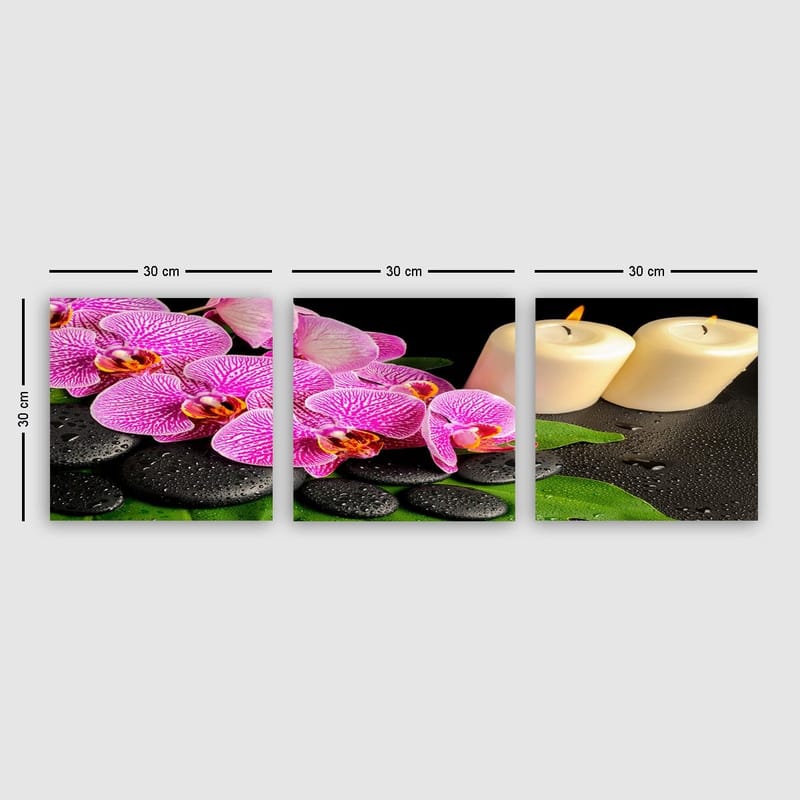 Dekorativ Canvasbilde 3-Deler 30x30 cm, Flerfarget