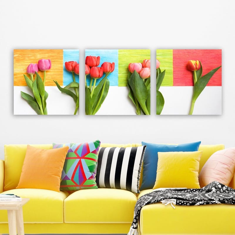 Dekorativ Canvasbilde 3-Deler 30x30 cm - Flerfarget - Innredning - Bilder & kunst - Lerretsbilder