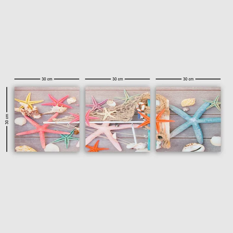 Dekorativ Canvasbilde 3-Deler 30x30 cm, Flerfarget