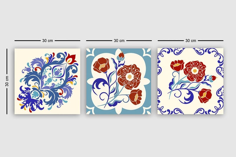 Dekorativ Canvasbilde 3-Deler 30x30 cm - Flerfarget - Innredning - Bilder & kunst - Lerretsbilder