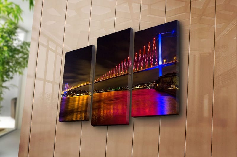 Dekorativ Canvasbilde 3-Deler 45x20 cm - Flerfarget - Innredning - Bilder & kunst - Lerretsbilder