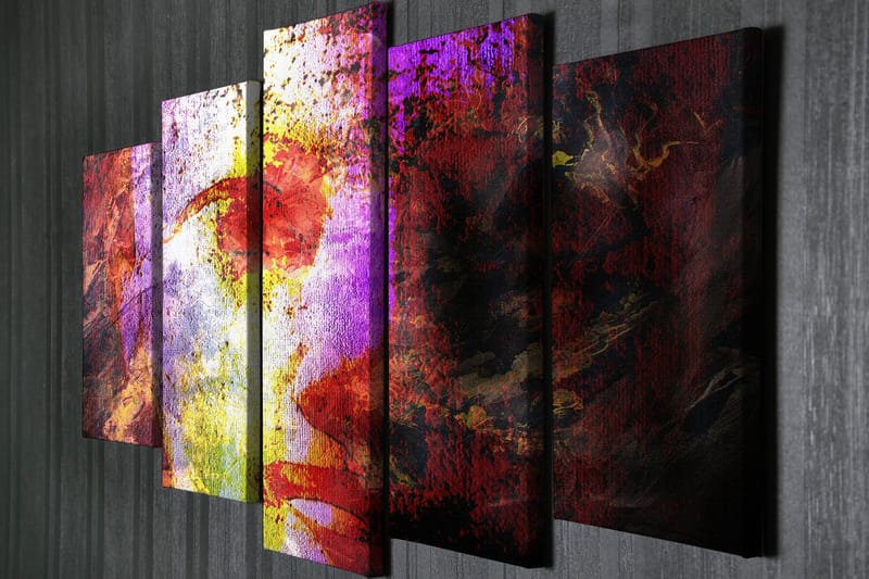 Dekorativ Canvasbilde 5-Deler 70x20 cm - Flerfarget - Innredning - Bilder & kunst - Lerretsbilder
