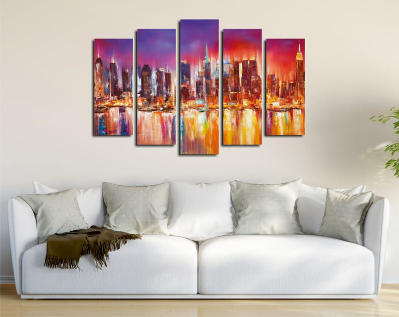 Dekorativ Canvasbilde 5-Deler 70x20 cm - Flerfarget - Innredning - Bilder & kunst - Lerretsbilder