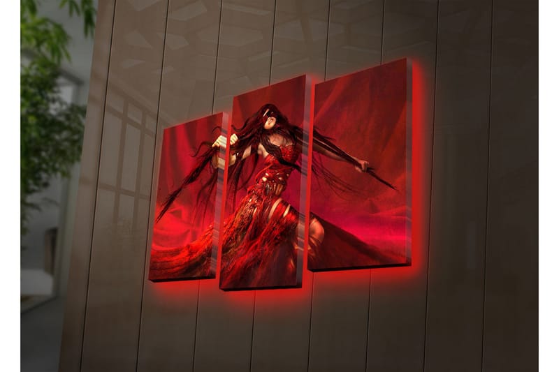 Dekorativ Canvasbilde LED-belysning 3 Deler - Flerfarget - Innredning - Bilder & kunst - Lerretsbilder
