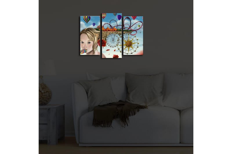 Dekorativ Canvasbilde LED-belysning 3 Deler - Flerfarget - Innredning - Bilder & kunst - Lerretsbilder