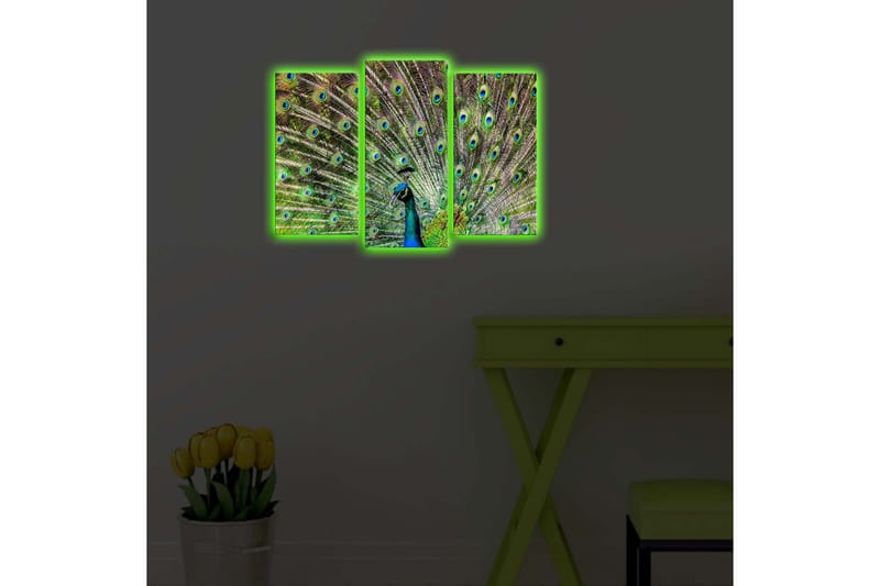 Dekorativ Canvasbilde LED-belysning 3 Deler - Flerfarget - Innredning - Bilder & kunst - Lerretsbilder