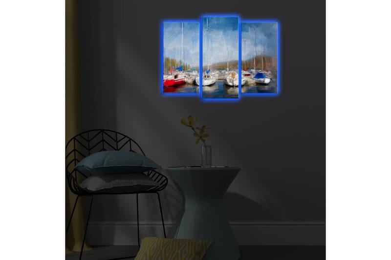 Dekorativ Canvasbilde LED-belysning 3 Deler - Flerfarget - Innredning - Bilder & kunst - Lerretsbilder