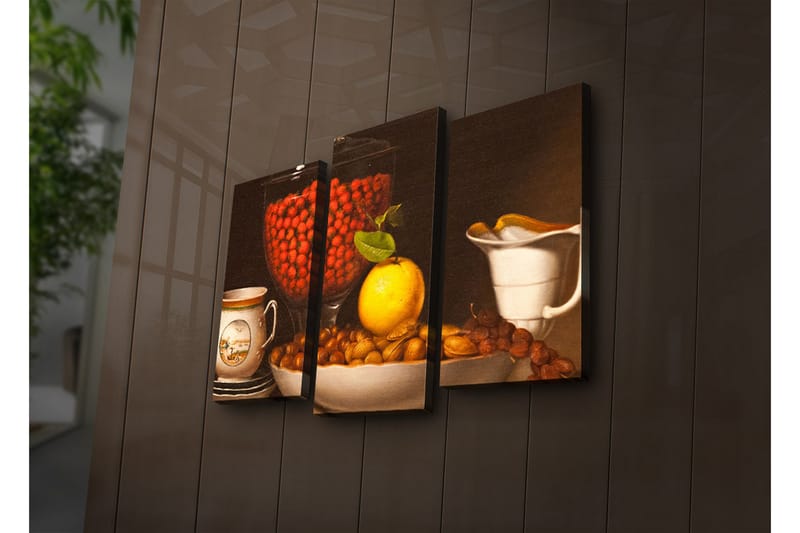 Dekorativ Canvasbilde LED-belysning 3 Deler - Flerfarget - Innredning - Bilder & kunst - Lerretsbilder