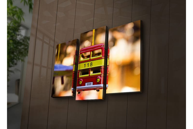 Dekorativ Canvasbilde LED-belysning 3 Deler - Flerfarget - Innredning - Bilder & kunst - Lerretsbilder
