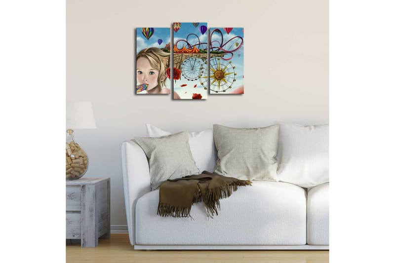 Dekorativ Canvasbilde LED-belysning 3 Deler - Flerfarget - Innredning - Bilder & kunst - Lerretsbilder