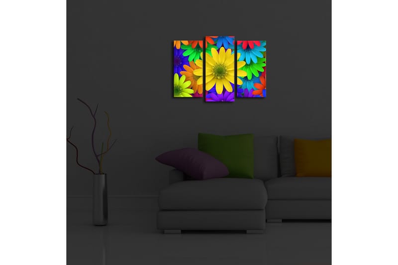 Dekorativ Canvasbilde LED-belysning 3 Deler - Flerfarget - Innredning - Bilder & kunst - Lerretsbilder