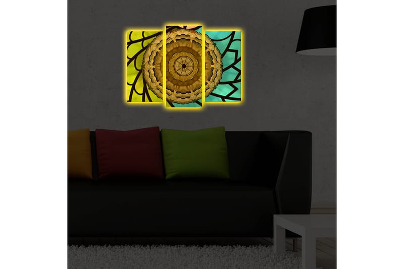 Dekorativ Canvasbilde LED-belysning 3 Deler - Flerfarget - Innredning - Bilder & kunst - Lerretsbilder