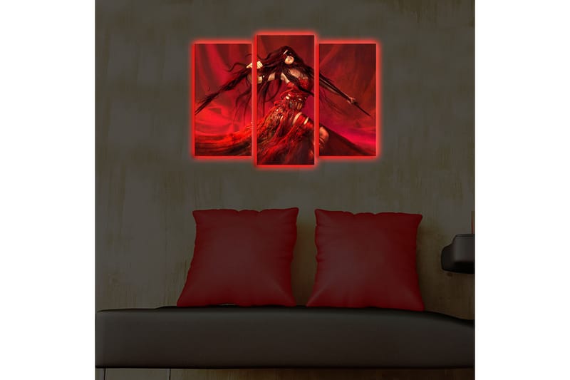 Dekorativ Canvasbilde LED-belysning 3 Deler - Flerfarget - Innredning - Bilder & kunst - Lerretsbilder