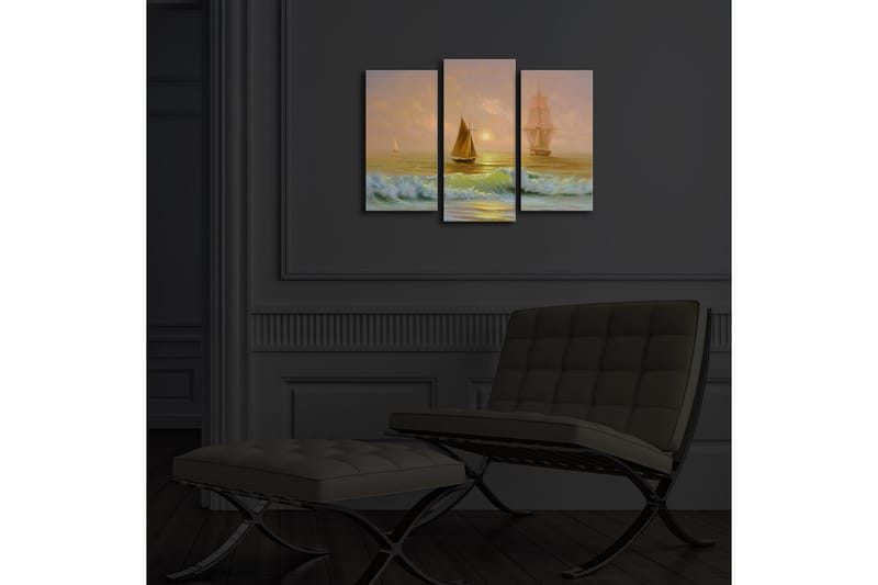 Dekorativ Canvasbilde LED-belysning 3 Deler - Flerfarget - Innredning - Bilder & kunst - Lerretsbilder