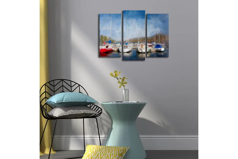 Dekorativ Canvasbilde LED-belysning 3 Deler - Flerfarget - Innredning - Bilder & kunst - Lerretsbilder