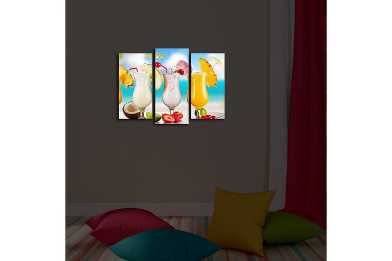 Dekorativ Canvasbilde LED-belysning 3 Deler - Flerfarget - Innredning - Bilder & kunst - Lerretsbilder