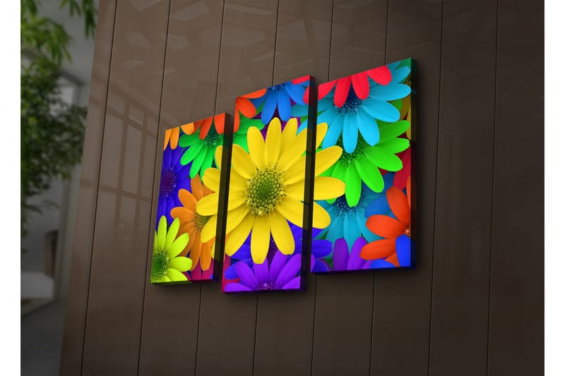 Dekorativ Canvasbilde LED-belysning 3 Deler - Flerfarget - Innredning - Bilder & kunst - Lerretsbilder