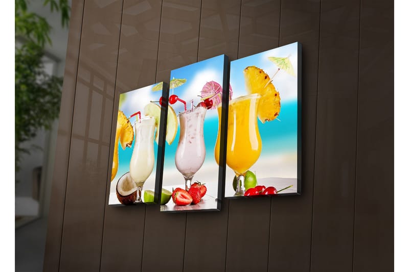 Dekorativ Canvasbilde LED-belysning 3 Deler - Flerfarget - Innredning - Bilder & kunst - Lerretsbilder