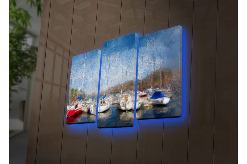 Dekorativ Canvasbilde LED-belysning 3 Deler - Flerfarget - Innredning - Bilder & kunst - Lerretsbilder