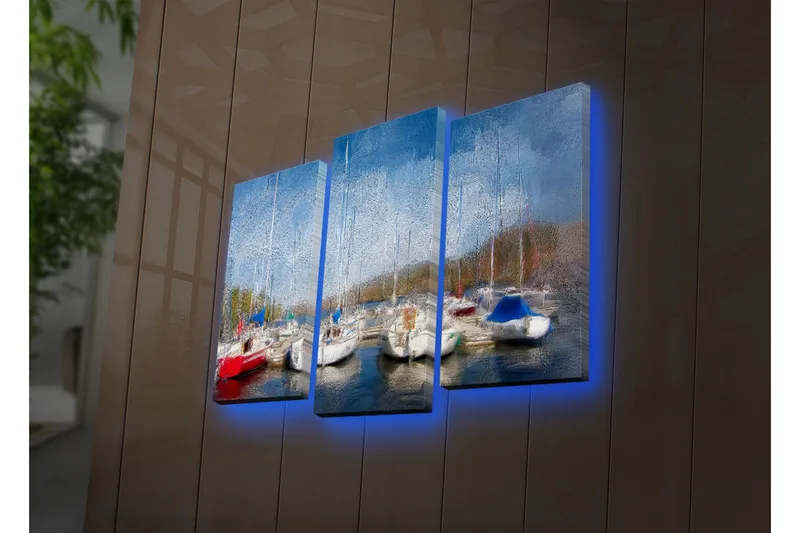 Dekorativ Canvasbilde LED-belysning 3 Deler - Flerfarget - Innredning - Bilder & kunst - Lerretsbilder