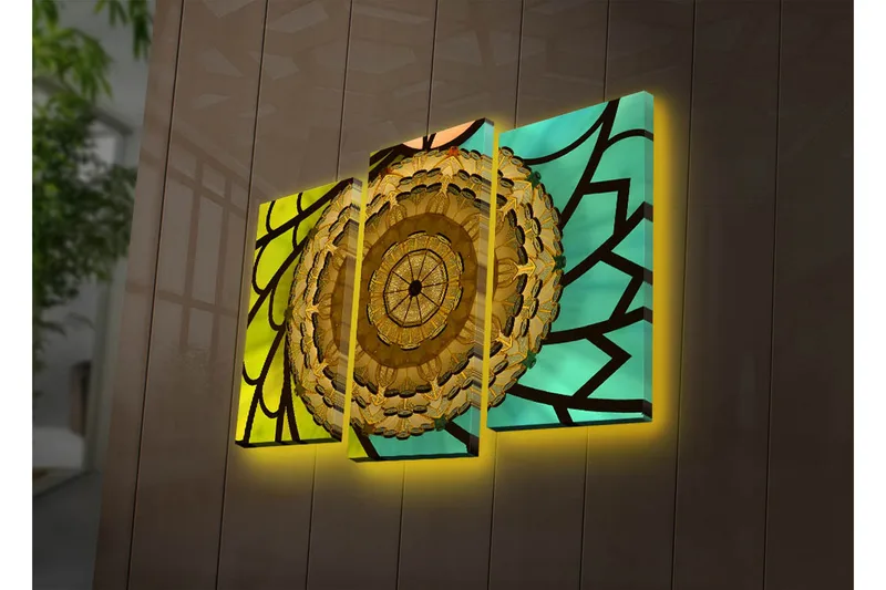 Dekorativ Canvasbilde LED-belysning 3 Deler - Flerfarget - Innredning - Bilder & kunst - Lerretsbilder