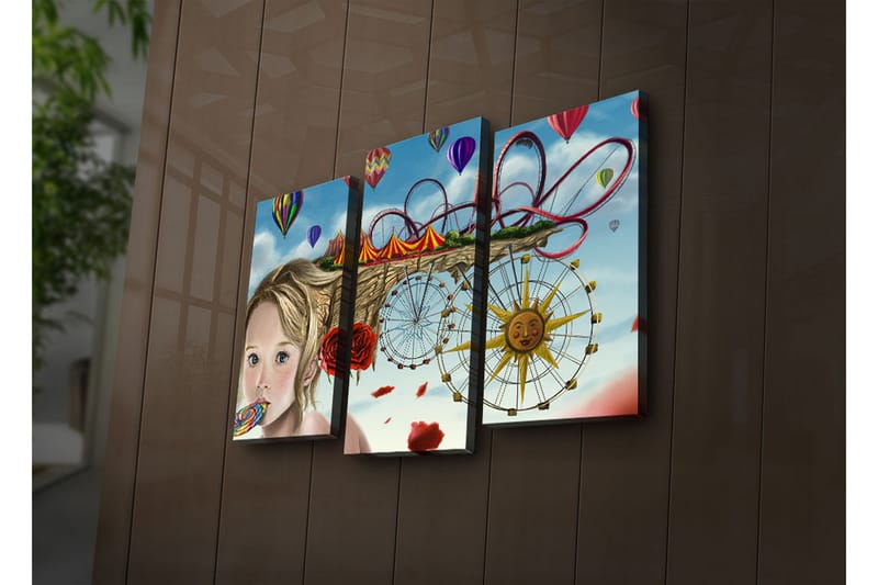 Dekorativ Canvasbilde LED-belysning 3 Deler - Flerfarget - Innredning - Bilder & kunst - Lerretsbilder