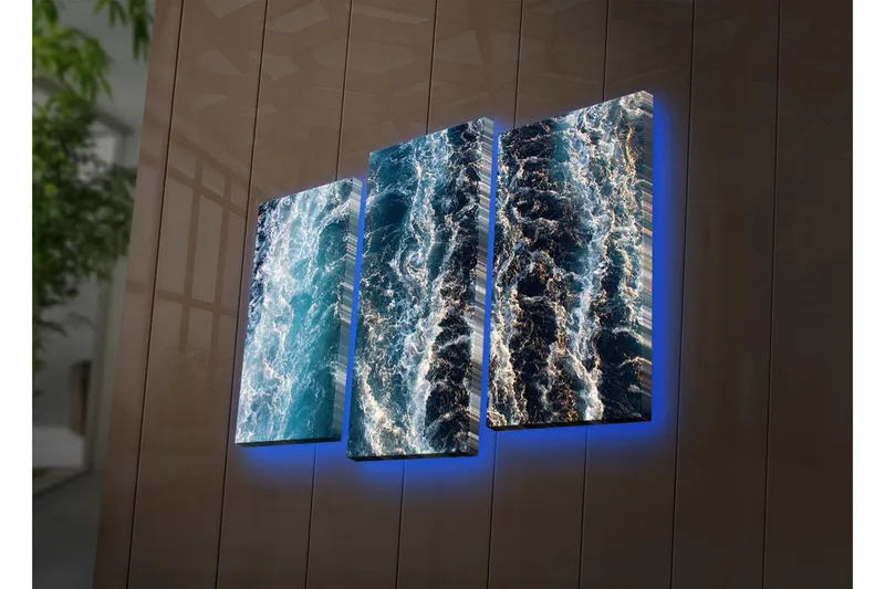 Dekorativ Canvasbilde LED-belysning 3 Deler - Flerfarget - Innredning - Bilder & kunst - Lerretsbilder