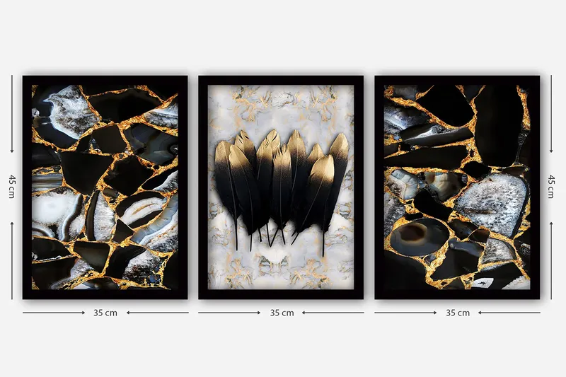 Dekorativ InnRammemet maling 3-Deler 35x45 cm - Flerfarget - Innredning - Bilder & kunst - Lerretsbilder