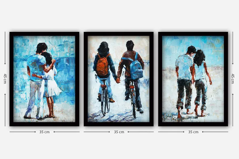 Dekorativ InnRammemet maling 3-Deler 35x45 cm - Flerfarget - Innredning - Bilder & kunst - Lerretsbilder