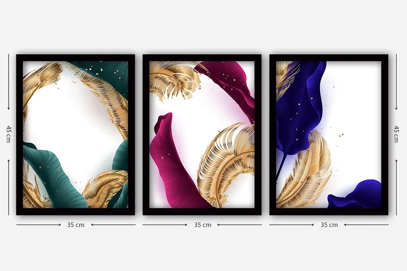 Dekorativ InnRammemet maling 3-Deler 35x45 cm - Flerfarget - Innredning - Bilder & kunst - Lerretsbilder