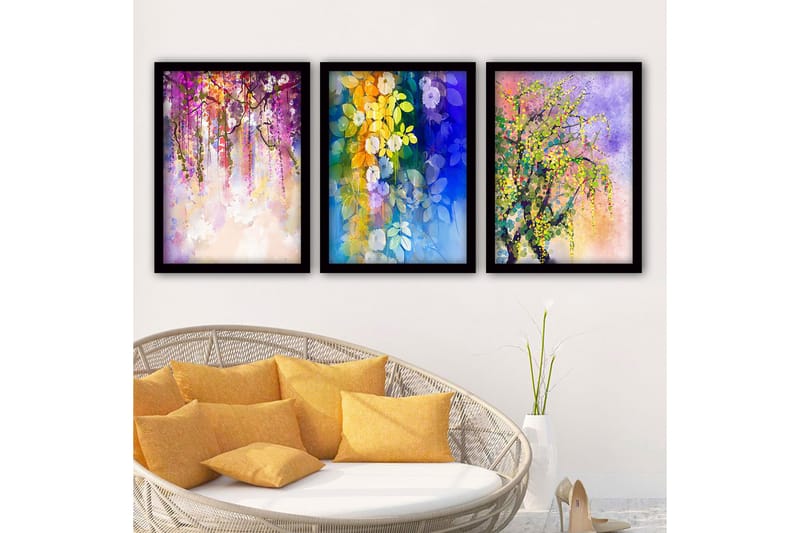 Dekorativ InnRammemet maling 3-Deler 35x45 cm, Flerfarget