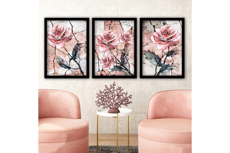 Dekorativ InnRammemet maling 3-Deler 35x45 cm - Flerfarget - Innredning - Bilder & kunst - Lerretsbilder