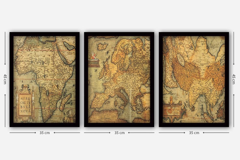 Dekorativ InnRammemet maling 3-Deler 35x45 cm - Flerfarget - Innredning - Bilder & kunst - Lerretsbilder