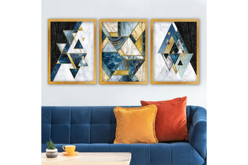 Dekorativ InnRammemet maling 3-Deler 35x45 cm, Flerfarget