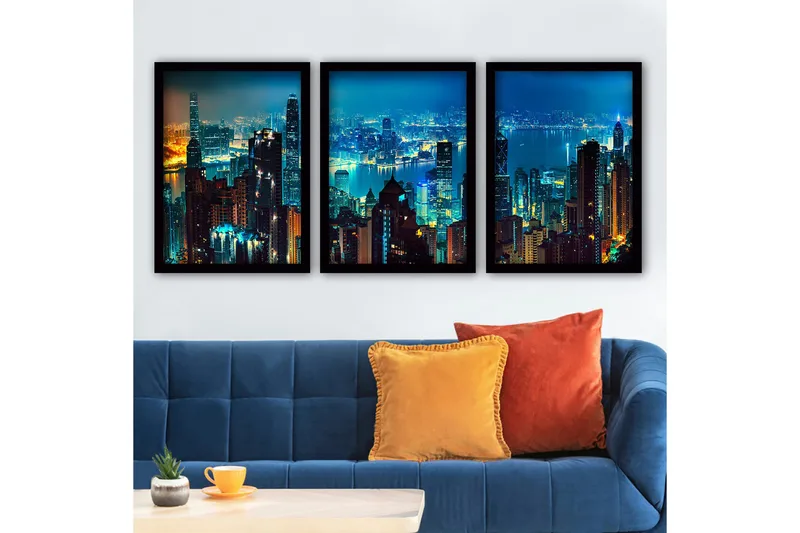 Dekorativ InnRammemet maling 3-Deler 35x45 cm, Flerfarget