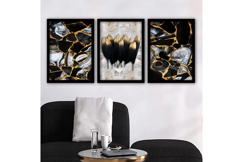 Dekorativ InnRammemet maling 3-Deler 35x45 cm, Flerfarget