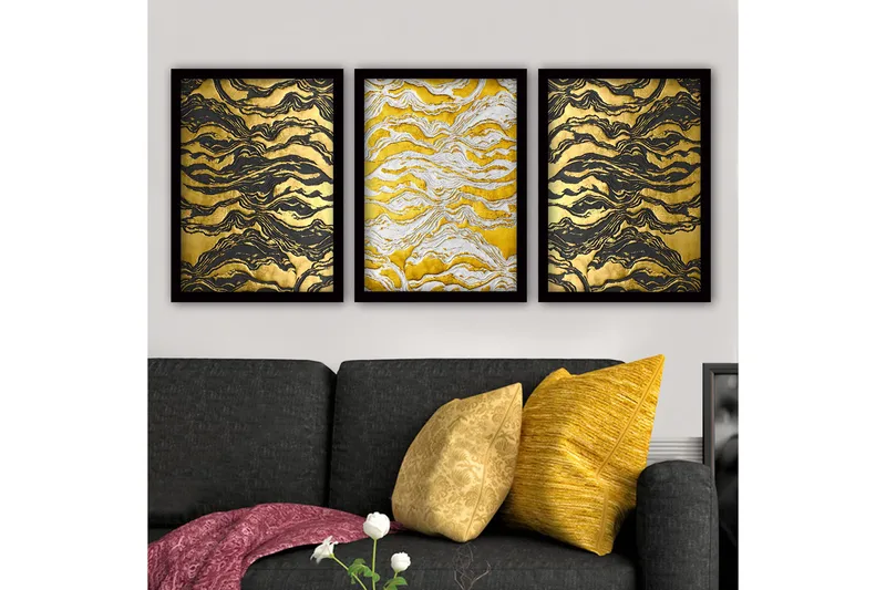 Dekorativ InnRammemet maling 3-Deler 35x45 cm, Flerfarget