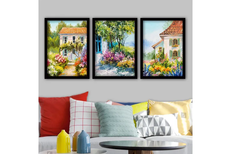 Dekorativ InnRammemet maling 3-Deler 35x45 cm, Flerfarget